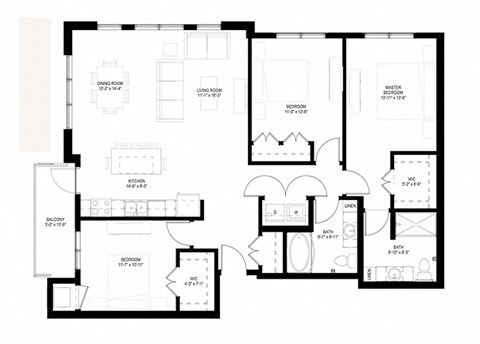 Grand Central Flats_3 Bedroom Floor Plan
